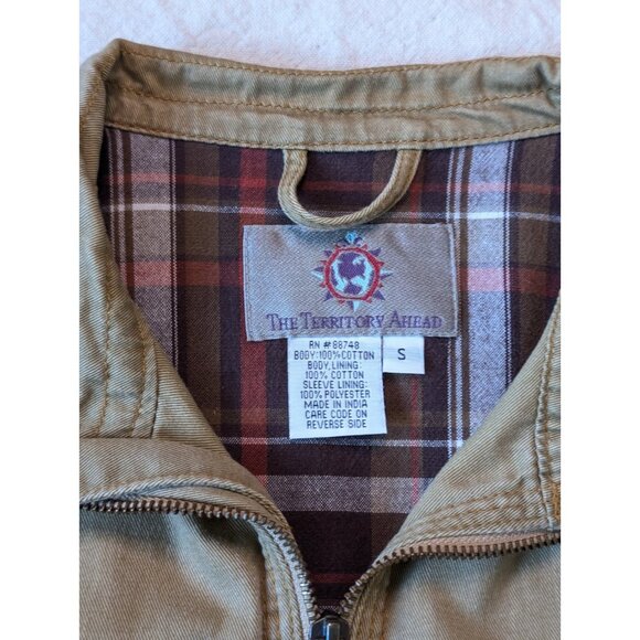 The Territory Ahead VTG Cotton Canvas Lined Zip Bomber Biker Jacket Pockets SM - Picture 5 of 8